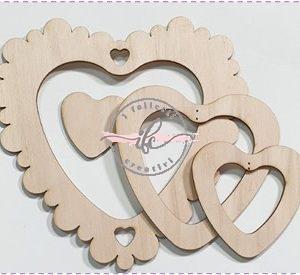 L 065 - Motivi in Legno Cuore Smerlato cm 22