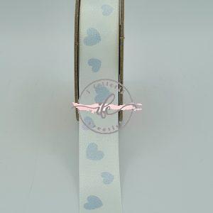 Nastro Cute Collection Puffetto cm 2,50 Bianco Cuori Azzurri