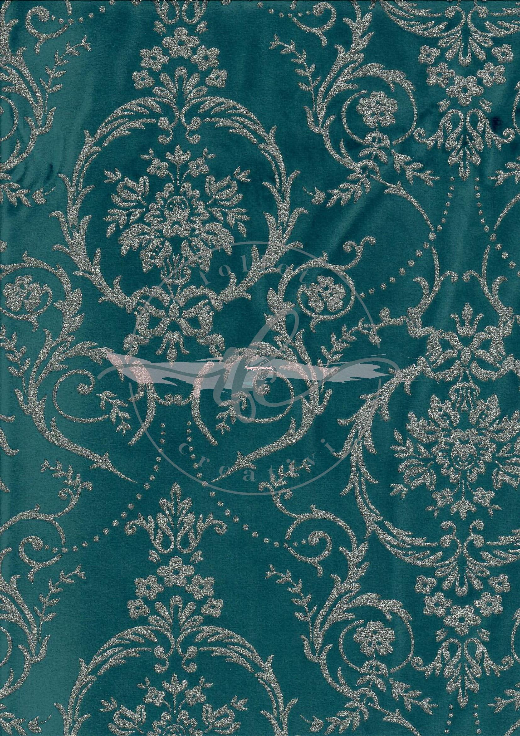 Velluto Glitter Damasco Col. Teal