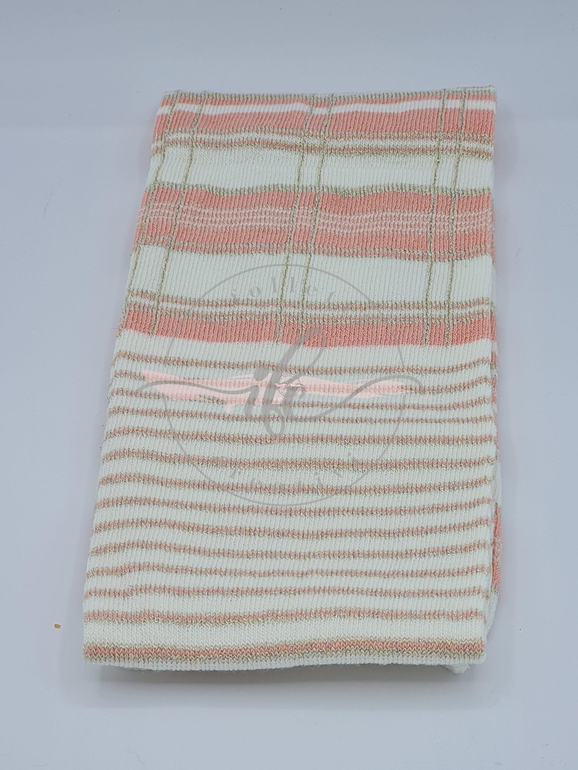 TUBOLARE TARTAN LUREX COL. ROSA + LATTE + ORO