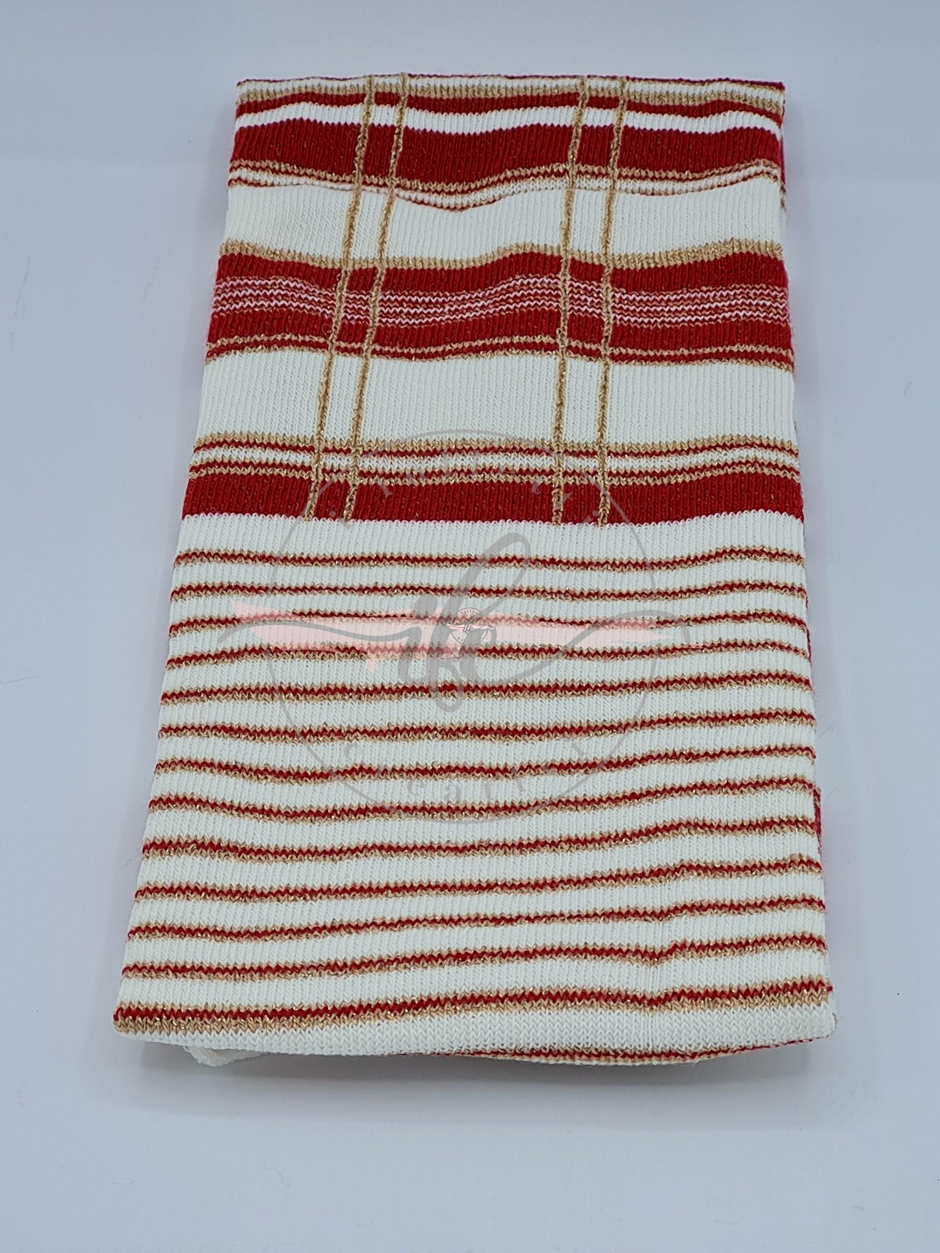TUBOLARE TARTAN LUREX COL. ROSSO PORTO + LATTE + ORO
